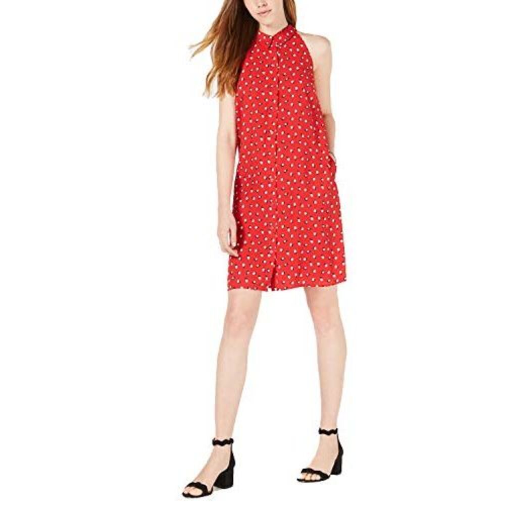 Maison Jules Printed Tie-Neck Shirtdress